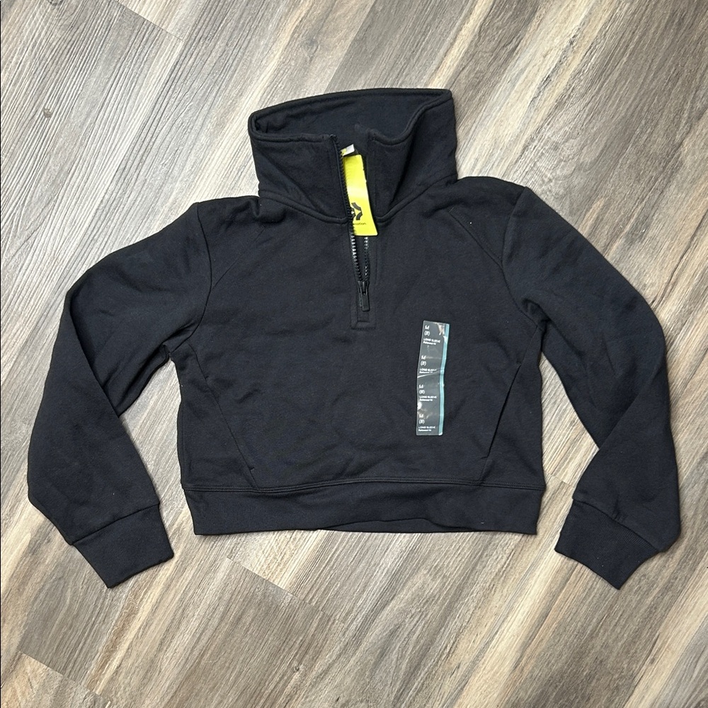 NWT Funnel Neck Oversized Cropped Half Zip Sweatshirt